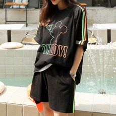 PINKSISLY 女款米奇短袖運動套裝