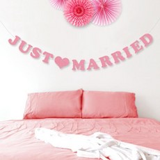 JUST MARRIED 派對毛氈掛旗, 2個, 粉紅色