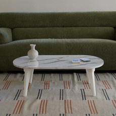 트리팜 프라하 LPM 6단 높이조절 접이식 테이블 타원형, 화이트마블