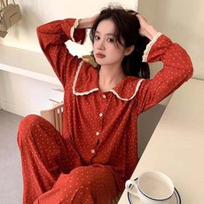 Twistar 女性睡衣 大翻領 長袖 上衣 + 下身 套裝