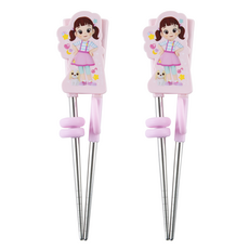 helloMothers Dalimi孩童不鏽鋼輔助筷 第1階段 2組, 粉色, 單品