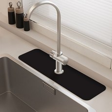 Daysoy珪藻土浴室廚房現代水龍頭墊 61*14cm, 04黑色, 1個