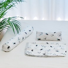 아띠블랑 유아용 베개 + 바디필로우 + 블랭킷 꿀잠 세트, 스카이펭귄