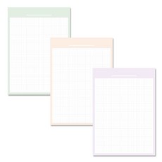 B5 大容量方格便條紙 100p, 薄荷綠 + 紫羅蘭 + 粉紅色, 3個