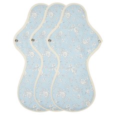 Weezly 棉質衛生棉 藍花, 夜用, 1入, 3個