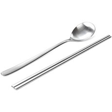 OLBIA 素面不鏽鋼湯匙筷子組, 湯匙+筷子, 1組, 銀色