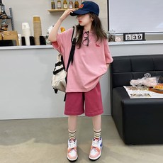 Starbean 女童休閒印花短袖 + 短褲套裝