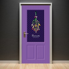 JEJEDECO 室內裝潢壓花公寓玄關門貼紙 Blossom Flair, 迷霧紫