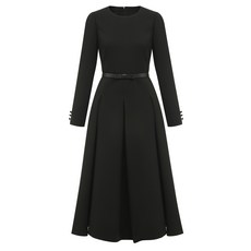 極簡百褶基本款連身裙, 黑色