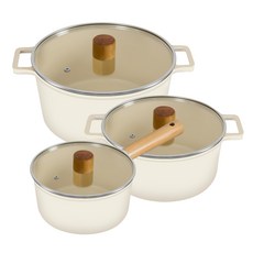 Dream Chef OSLO Krem IH陶瓷鍋具組, 混色, 單柄鍋18cm+雙耳鍋20cm+燉鍋24cm, 1組