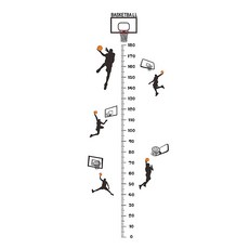 WA WALL ART 無痕設計壁貼 身高尺/籃球/男孩 防水PVC FX-C214, 彩色