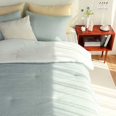 Reciente 格紋泡泡紗夏季薄被, 薄荷綠