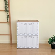 버츄나인 프라임 컨테이너 2단 수납장 + MDF 상판 세트, 아이보리