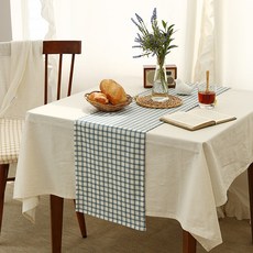 韓國 amante Squarepole 亞麻桌旗, BLUE, 34 x 175 cm