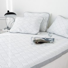 그래이불 여름 수면 3중직 고정밴딩 냉감패드 +베개커버 세트, 그레이