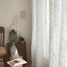 Marie 純亞麻窗簾, 白色 + 粉紅色