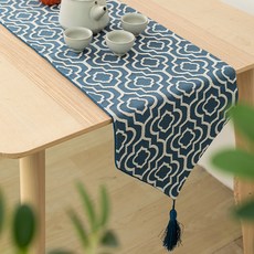 Market A 摩洛哥提花桌旗, 藍色, 32 x 280 cm