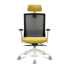 체어포커스 컴즈 화이트바디 메쉬 사무용의자 C507WH, 등판:블랙, 머리+방석:고급 옐로우
