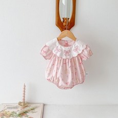 STARDOOR 嬰幼兒透氣可愛蝴蝶結點綴短袖包屁衣