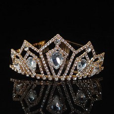 Estella 自助婚禮 鑽石 皇冠 頭飾 uux650, 1個, 金色