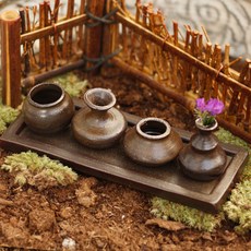 迷你甕器陶罐4件組, 單一顏色