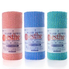 Bath Foret Esther 日本沐浴巾 3件組, 粉色, 綠色, 藍色, 1入, 3個