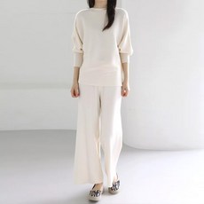 Vanessa Bean 船型領針織衫 + 針織褲套裝 v00521