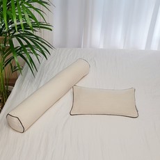 ahtty blanc 嬰幼兒用皺褶紗布枕頭 + 身體枕套組, 象牙白