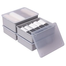 이즈리빙 플라스틱 속옷정리함 그레이 반투명뚜껑 1칸 1p + 10칸 2p + 15칸 1p 세트, 그레이 + 반투명 뚜껑, 1세트