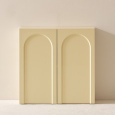 룸앤디 모어 아치형 높은 다용도 슬림 반타원 수납장 800 방문설치, 버터