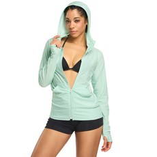 Tesla 女款長袖素色連帽拉鍊防磨衣 TM-FSZ07