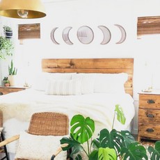 BK Line 室內裝飾月亮形狀木質壓克力鏡5件組, 象牙白