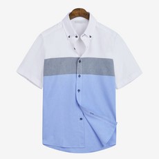 GUYSTORY 男款拼色短袖襯衫