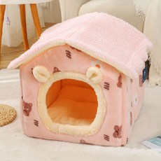 DING DONG PET 寵物餅乾熊軟墊屋, 1個, 粉紅色