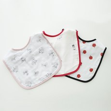 ggoom duboo 花紋紗布圍兜 B組 3款, Red Apple+Slow Koala+Mrs. Kang, 1組