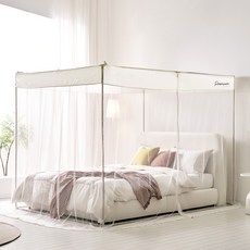 ALTTEURI 拉鍊式方形蚊帳 + 不鏽鋼桿套組, 棉花糖