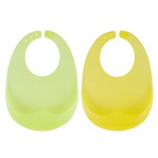 Yecomam 果凍矽膠立體圍兜 2入, 蘋果綠+乳黃色, 1組