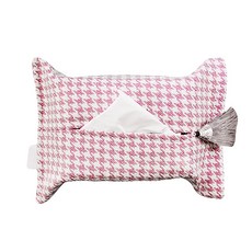 JCP 千鳥格流蘇面紙套, 粉紅色