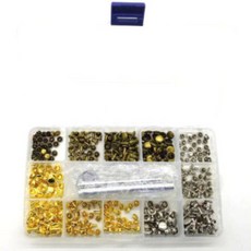皮革工藝鉚釘 8mm x 3種 x 30入 + 6mm x 3種 x 30入 + 工具3件組, 金色, 銀色, 古銅色, 1套