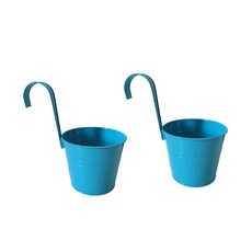 12ROUND 鐵製花盆掛架 陽臺花盆 2入, 藍色