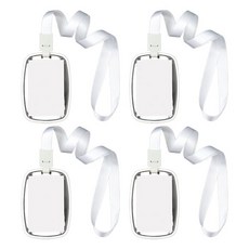 壓克力雙面直式員工證卡套, 白色, 4個