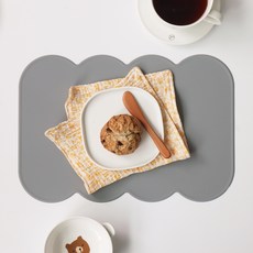 에이드엘 슬림 코튼 실리콘 테이블매트, 라이트그레이, 가로 388mm x 세로 267mm x 두께 1.8mm, 1개