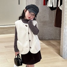 Starbean 兒童牛角扣羊羔毛保暖背心外套