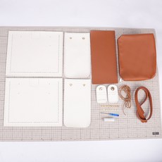 B:VID DIY手工拼色單肩背包組, 1套, 白色 棕色