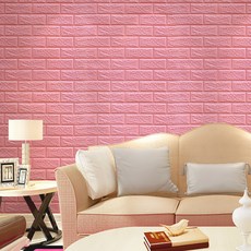 PEONIST 自黏式隔熱泡棉磚壁貼 3mm, 粉紅色, 10個