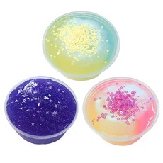 ARTNISM 透明史萊姆3件組 粉紅黃色、銀河水色、夢綠色, 搖籃曲粉黃+銀河+夢幻綠