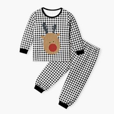 unifriend 童款格子圖案9分袖家居服衣褲組