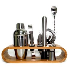 家用調酒用品 8 件組 + 木質收納架, 1組, 混色​