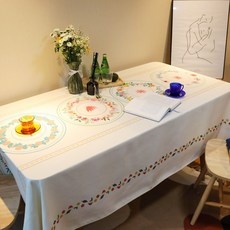 I Love Home 花卉波西米亞亞麻桌布, TYPE 08, 60 x 60 cm