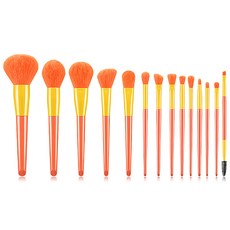綜合彩妝刷組 14入, 1套, 橙色+黃色
